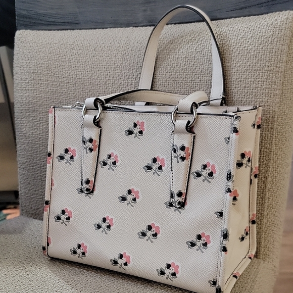 Coach Cream and Pink Floral Satchel - Picture 3 of 4